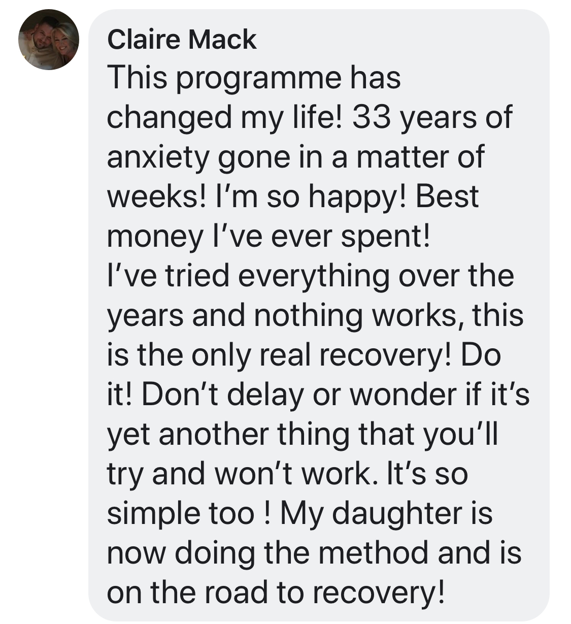 Client testimonial